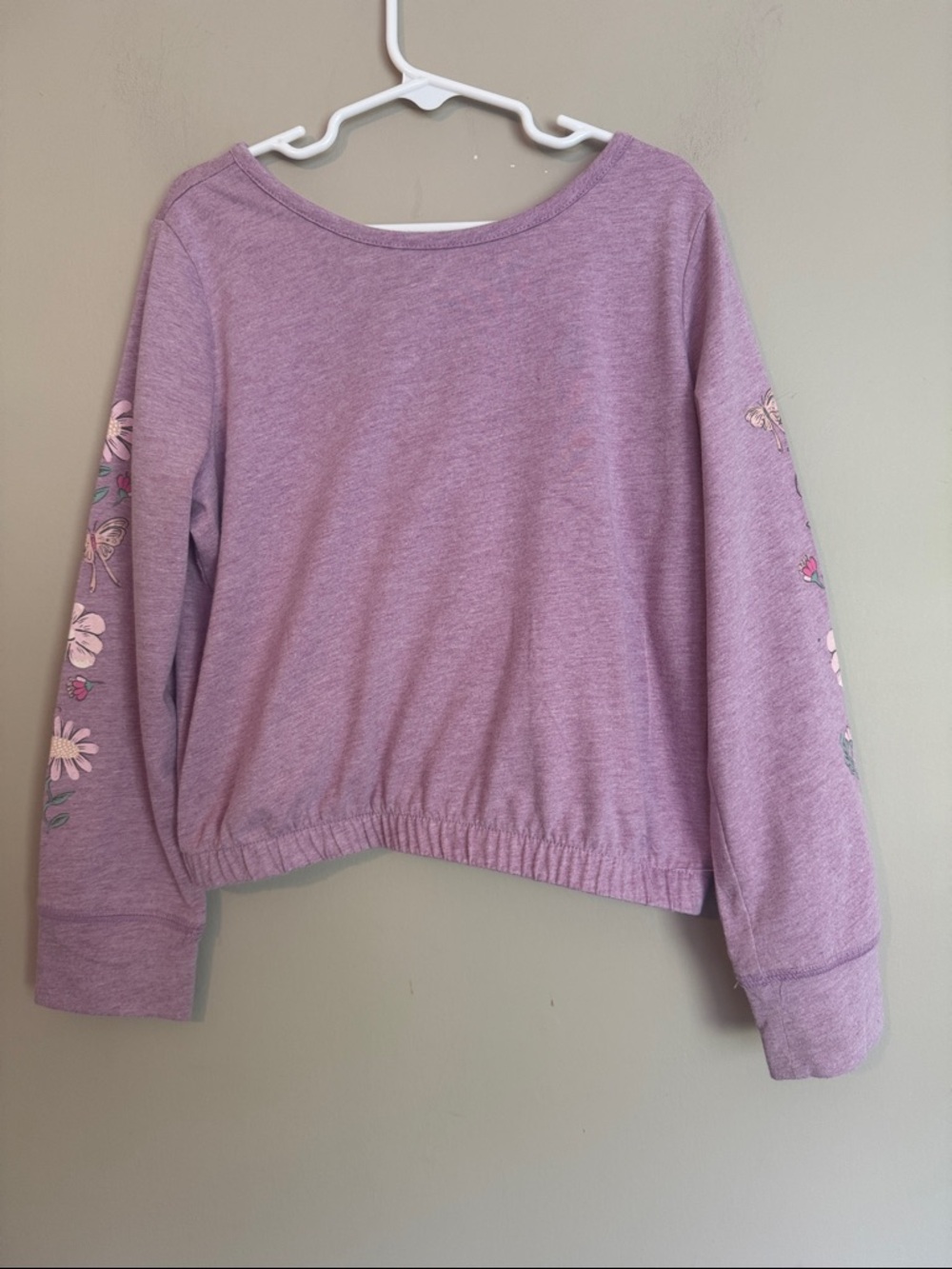 Osh Kosh purple floral lightweight cut out long sleeve tee, size 7